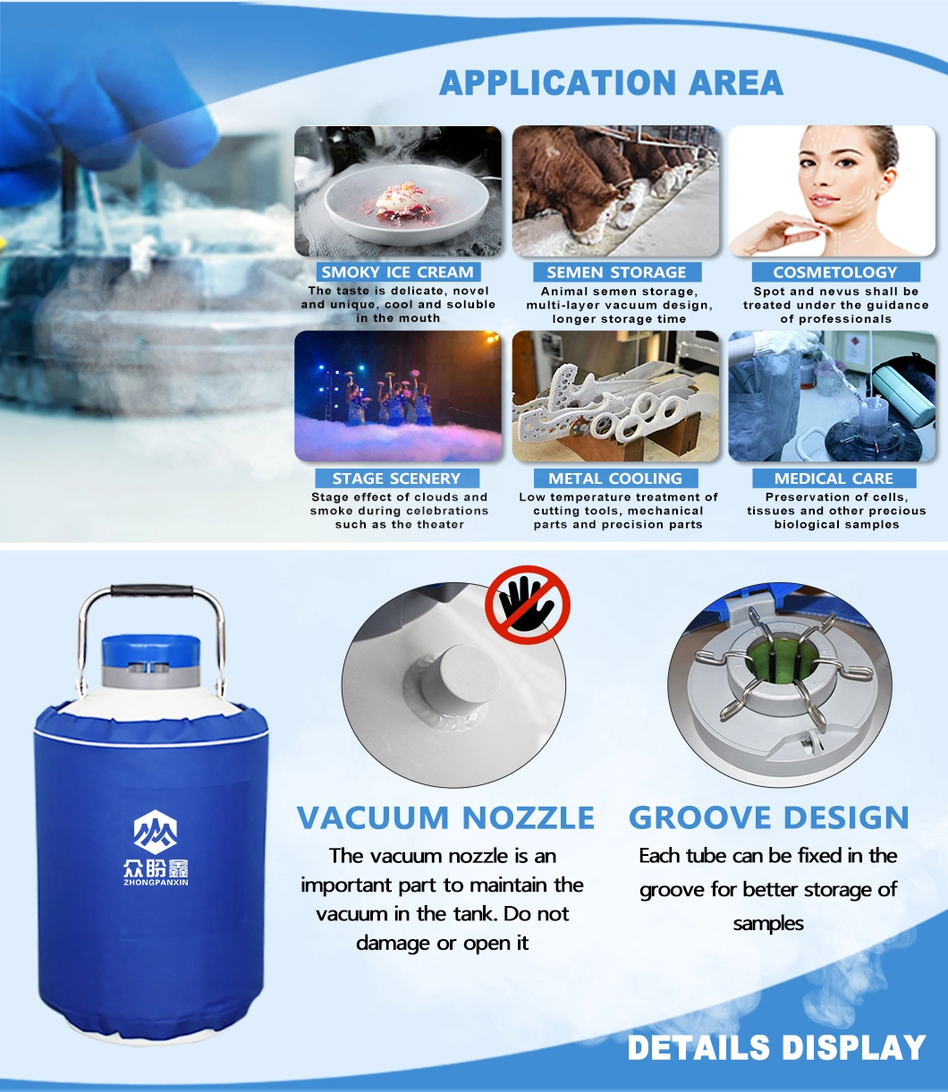 Yds-10 Yds-20 Liquid Nitrogen Tank with Canisters Tank for Cryogenic Storage Biological Materials